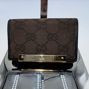 GUCCI Key Case GG Canvas Canvas x Leather Authentic